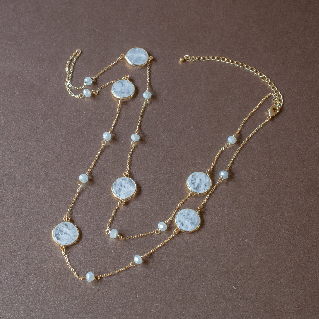 station necklace white stone