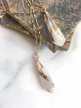 druzy stone pendant long necklace