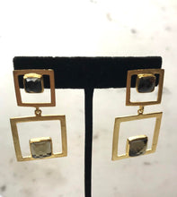 square gem earrings