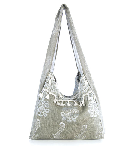 Fabric Hobo bag Gray Silver