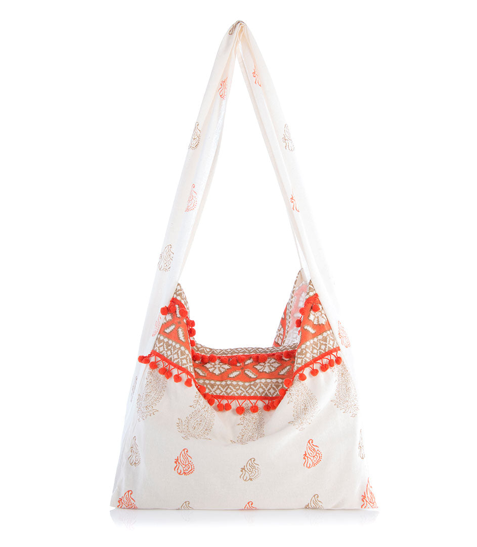 Hobo Bag | Cotton with Tassel Trim | Jewelry & Accessories