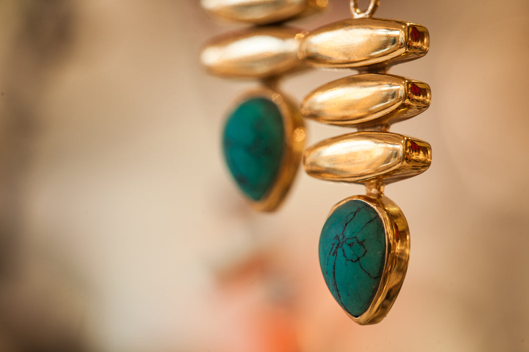 blue gold earrings