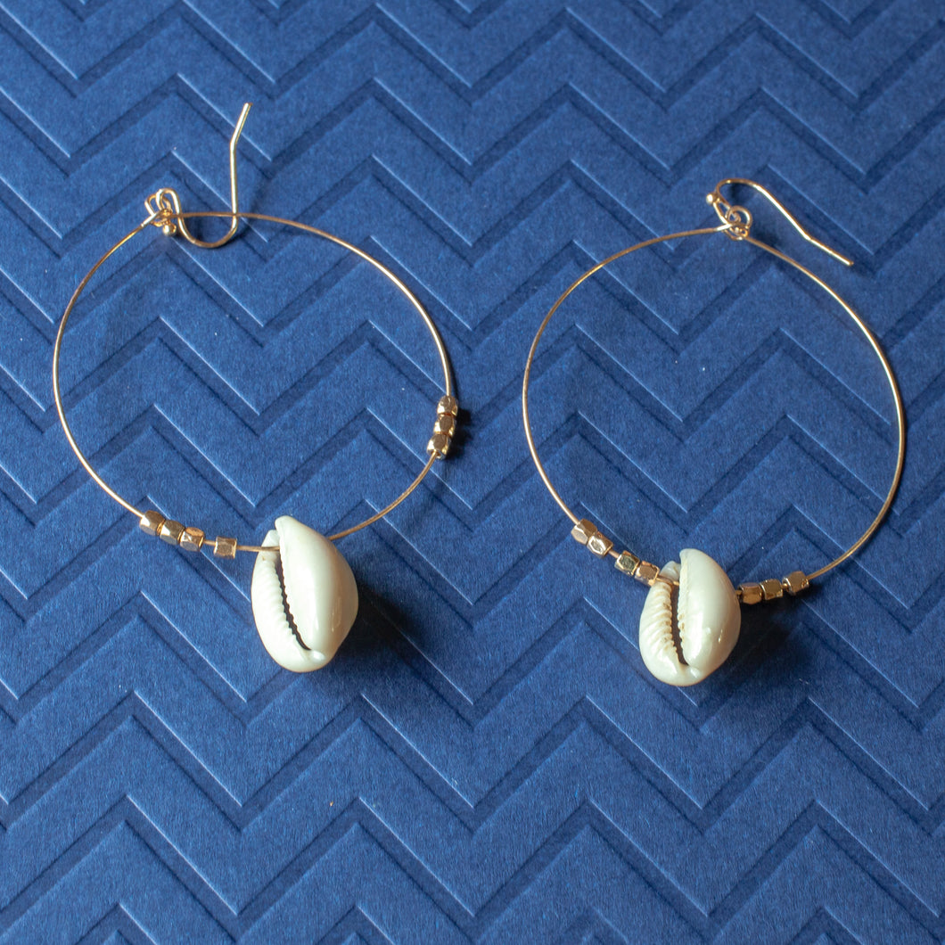 shell charms hoop earrings
