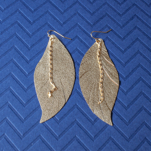 faux leather feather earrings