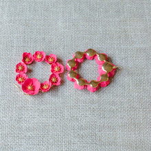 bright pink flower hoop earrings