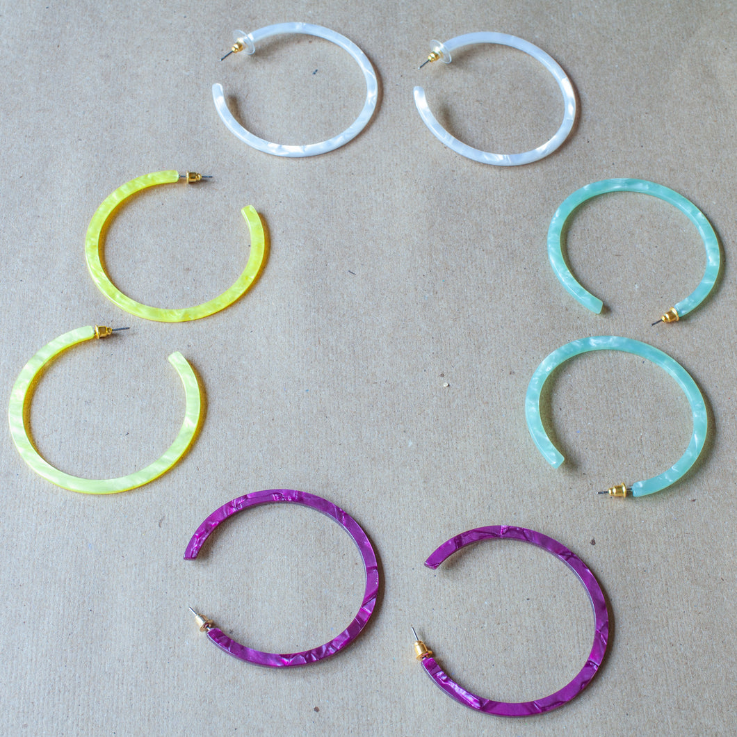 Fun Colorful Resin Hoop Earrings Aaraa Accessories