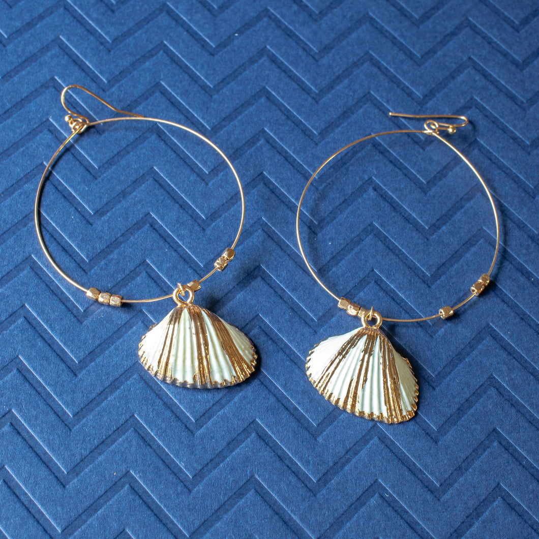 shell charm hoop earrings