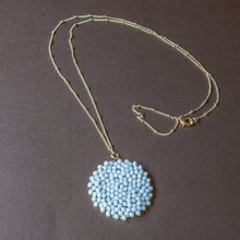 bright white beaded pendant necklace
