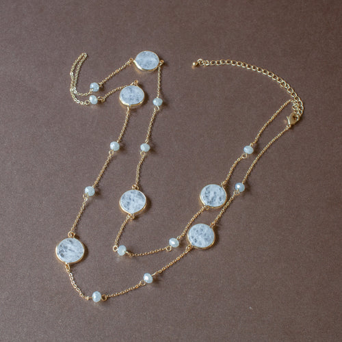 station necklace white stone