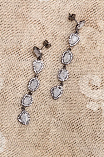 clear stone long earrings