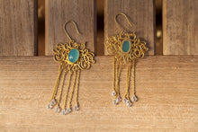 filigree blue earrings