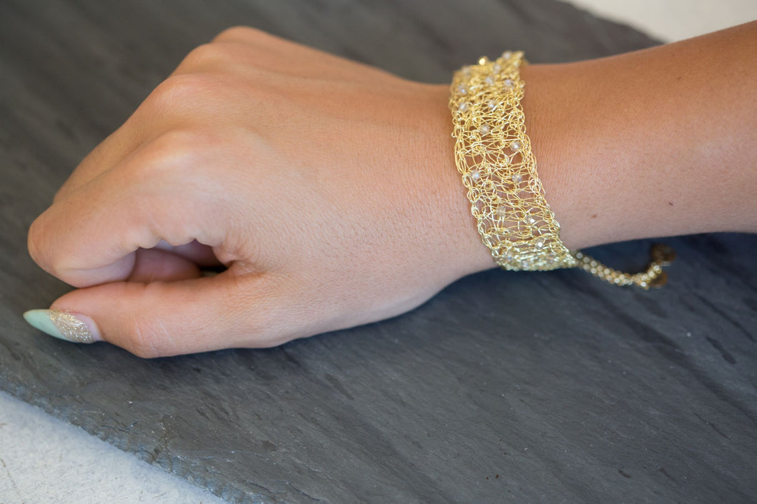 adjustable gold mesh bracelet