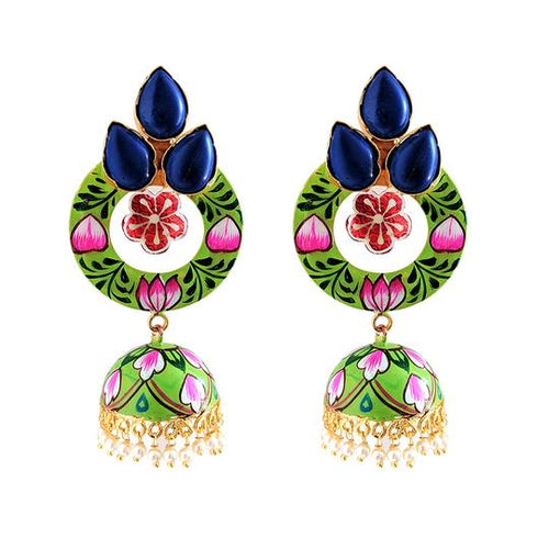 blue green statement earrings
