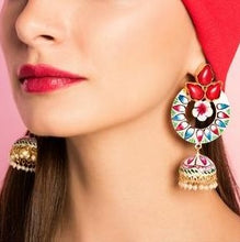 red diwali earrings