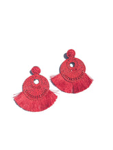 Sofia Beaded Fringe Earrings - Fire Colors