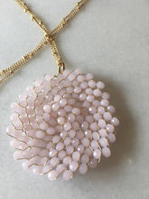beaded medallion necklace baby pink