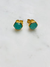 Hexagon Stone Stud Earrings