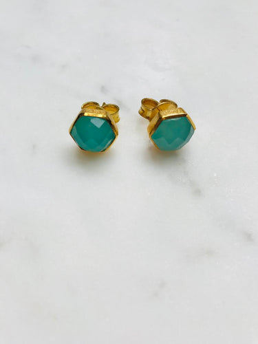 Hexagon Stone Stud Earrings