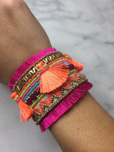 Vibrant Beaded Cuff- Hot Pink