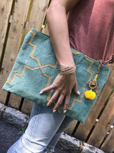 Vibrant Textile Oversized Clutch- Seafoam
