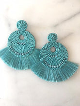 Blue beaded earrings