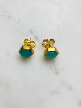 Hexagon Stone Stud Earrings
