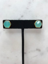 Hexagon Stone Stud Earrings