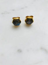 Hexagon Stone Stud Earrings